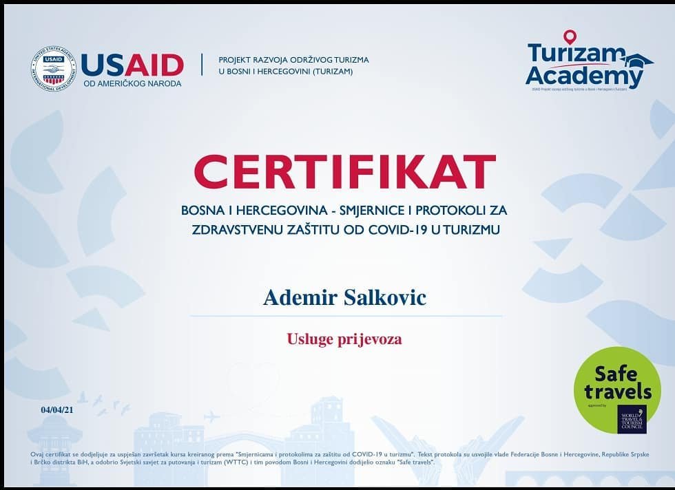 Safe Travels Certifikat